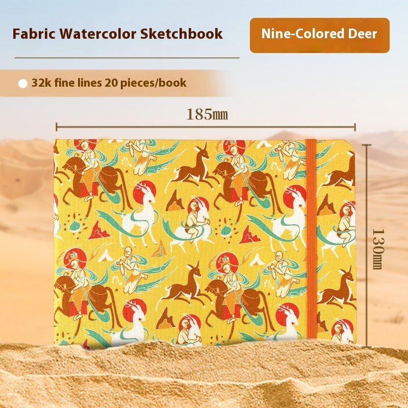 Feiluniao Watercolor Notebook Fabric Handmade Mini Portable Portable Character Sketch Hand Painted Graffiti Drawing Book
