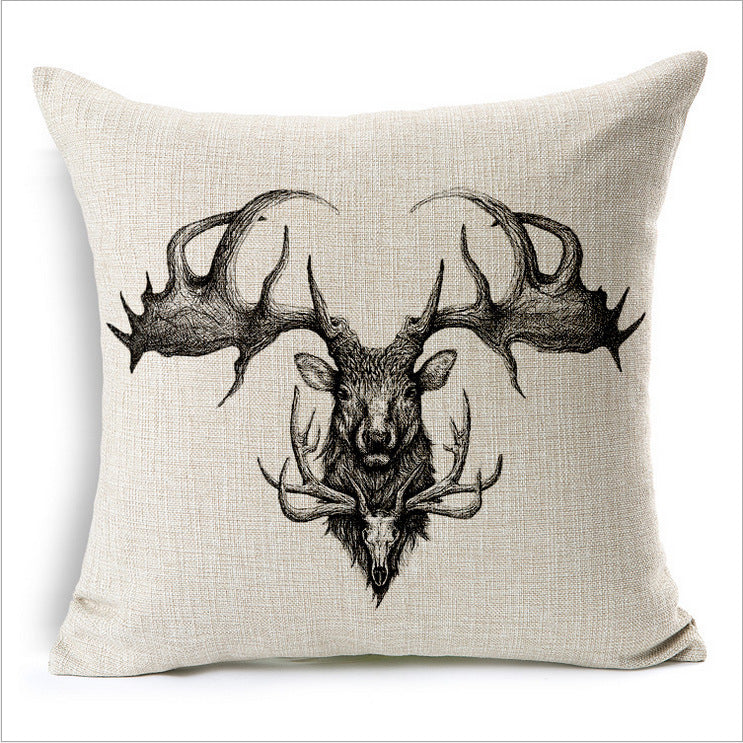 Simple Elephant Cotton Linen Pillowcase Cushion