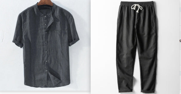 Men's Shirt New Short Sleeve Summer Stand Collar