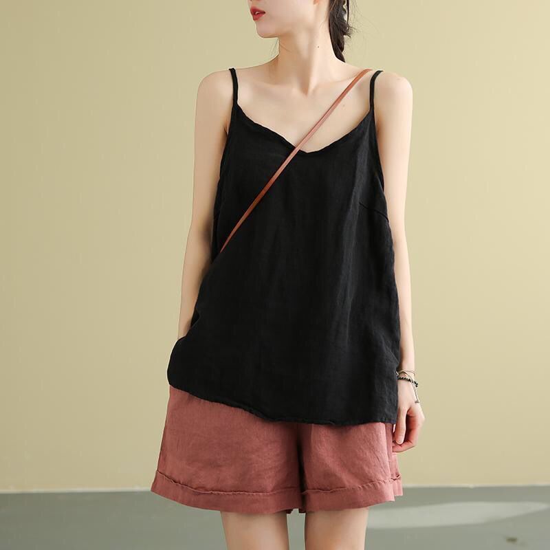 Women's Cotton Linen Literary Casual Loose Thin Camisole Vest