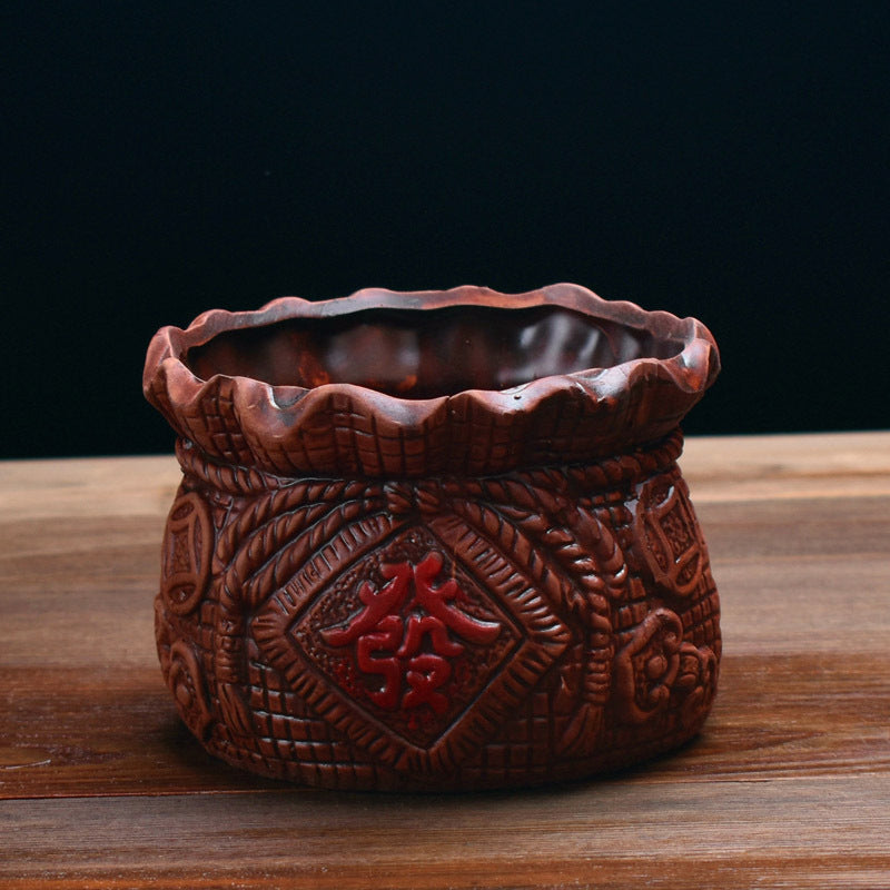 Retro Red Pottery Breathable Succulent Flower Pot