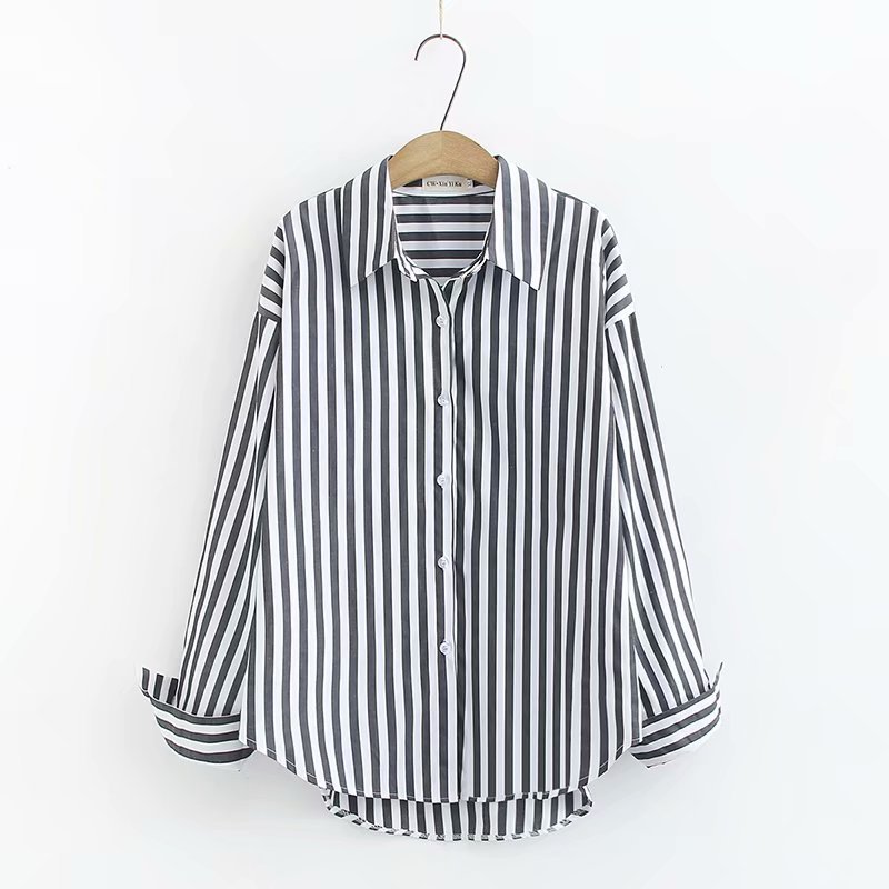 Ladies Loose Striped Long Sleeved Bottoming Shirt