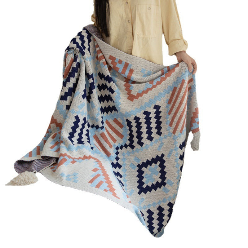 Bohemian Style Sofa Blanket Bay Window Knitted