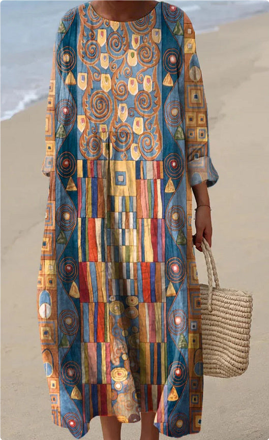 Long Sleeve Shirt Dress Women's Casual Floral