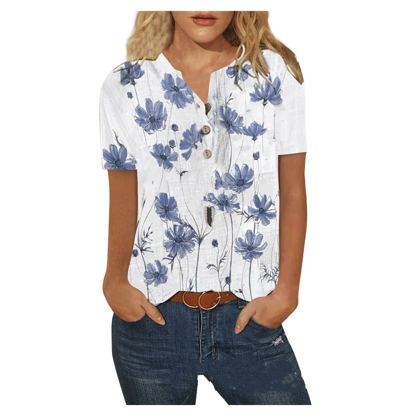 Printed Loose Casual Shirt Plus Size Women's Top