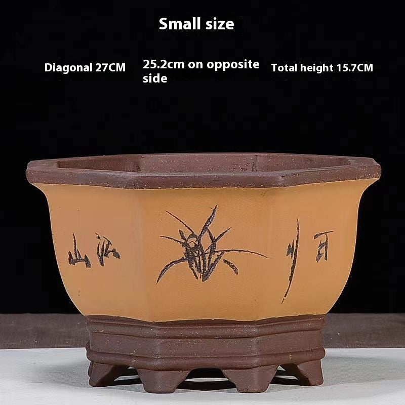 Purple Sand Flowerpot Breathable Bonsai Pot Orchid Pots Banyan Potted Green Radish