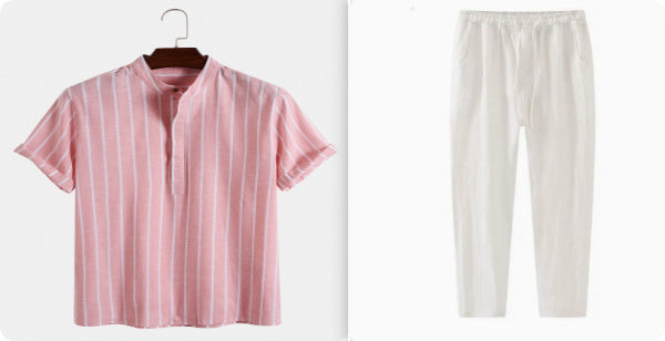 Fashion Striped Casual Men's Shirt Short Sleeve