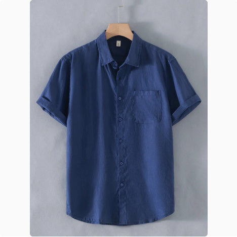 Pure Linen Shirt Men's Short Sleeve Summer