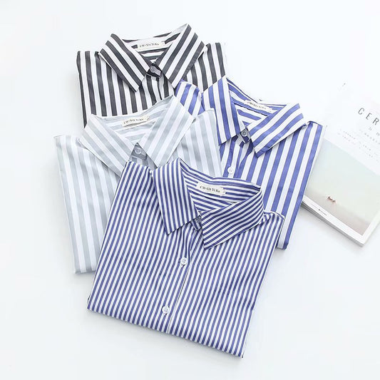 Ladies Loose Striped Long Sleeved Bottoming Shirt