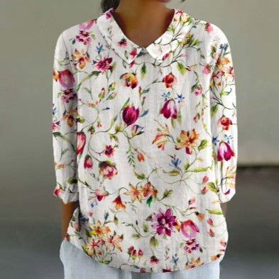Creative Retro Chinese Style Floral Print Shirt
