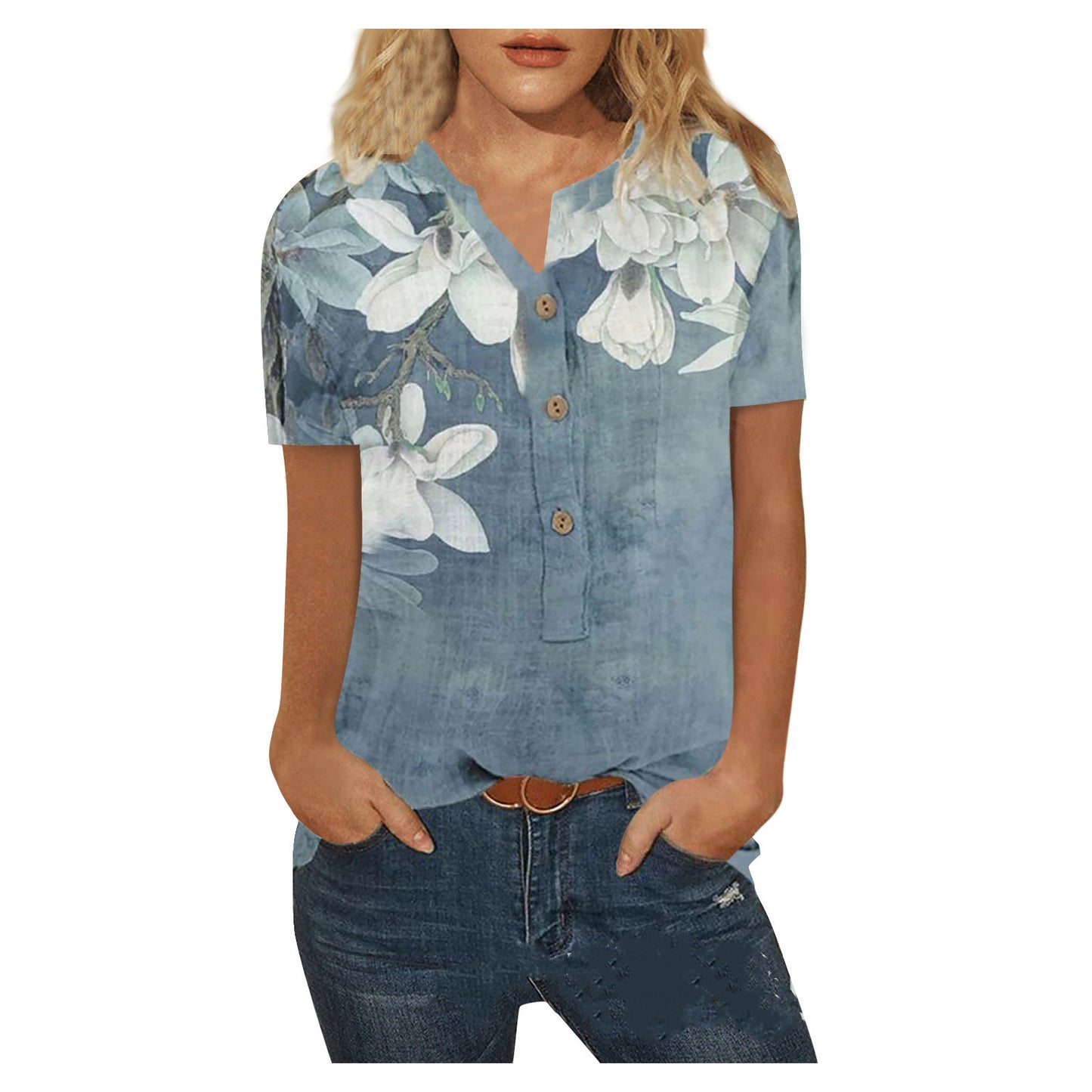 Printed Loose Casual Shirt Plus Size Women's Top