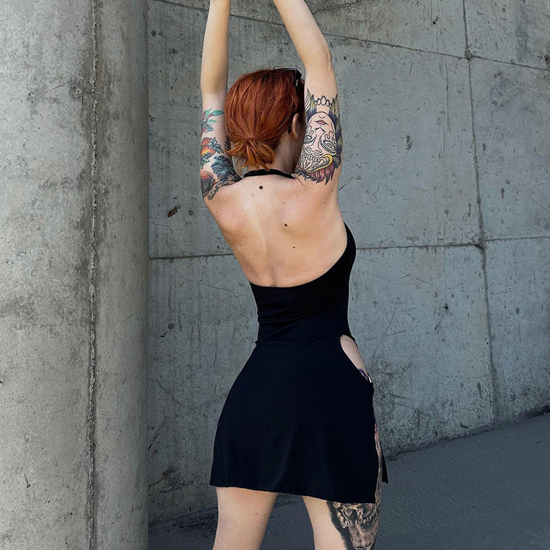 Backless Hollow-out Halter Women's Tight Dress