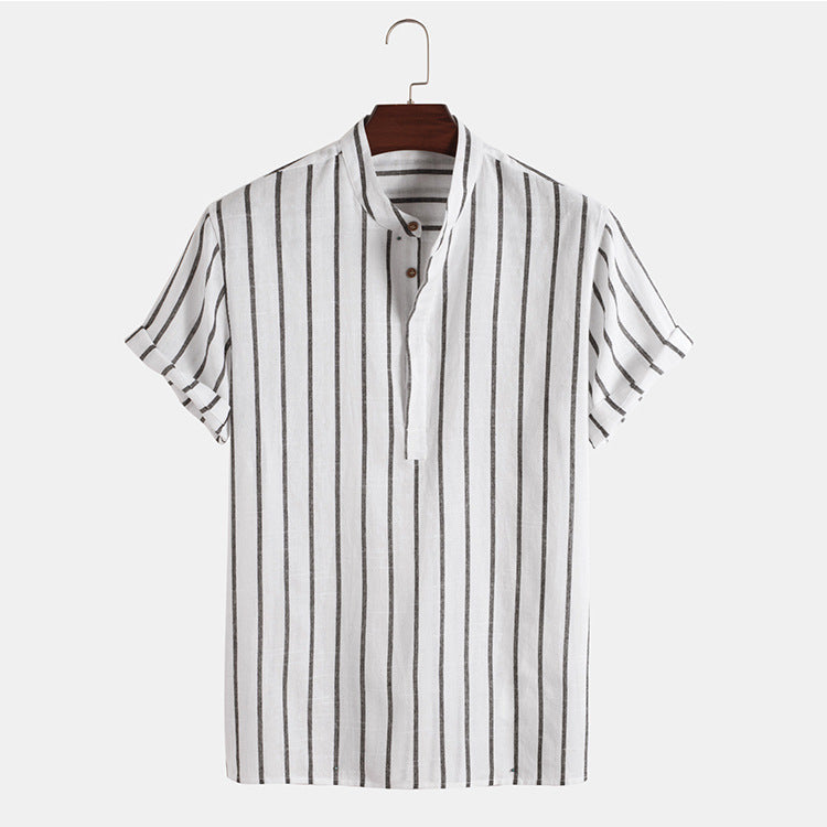 Fashion Striped Casual Men's Shirt Short Sleeve