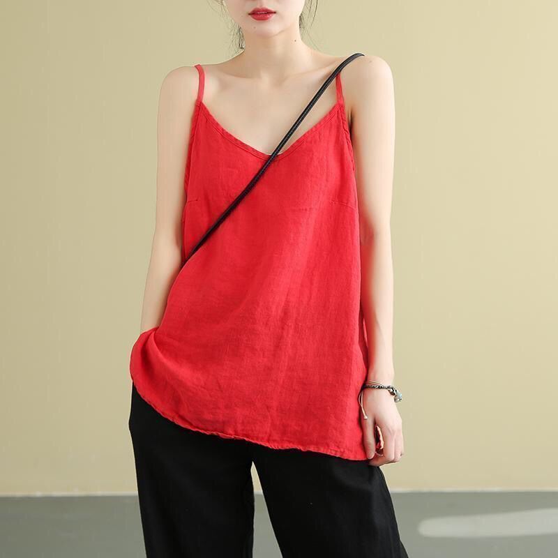 Women's Cotton Linen Literary Casual Loose Thin Camisole Vest
