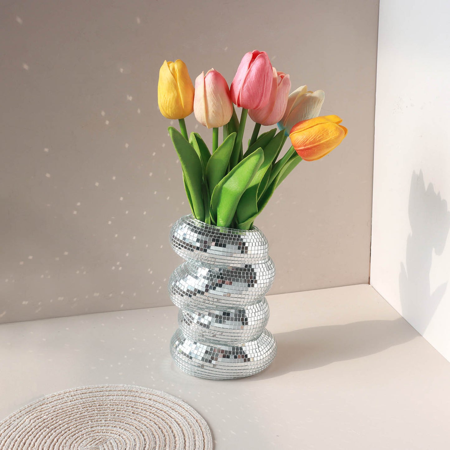 Disco Flower Pot Simple Unique Spiral Decoration