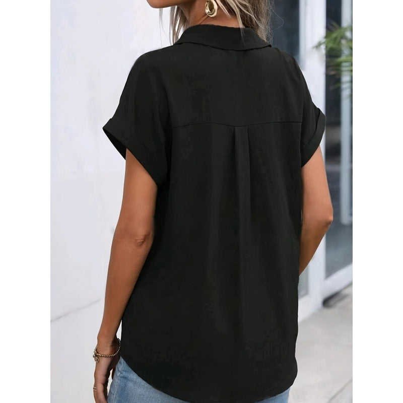 Solid Color Simple Short Sleeve Shirt