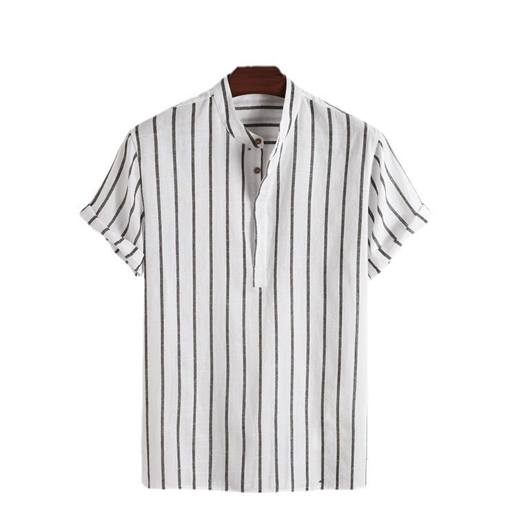 Fashion Striped Casual Men's Shirt Short Sleeve