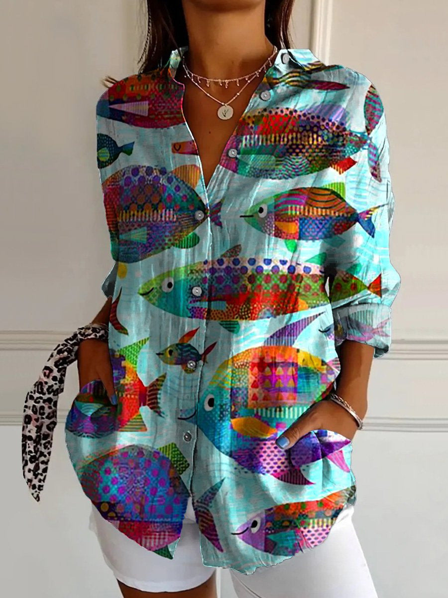 Women's Long Shirt Half Sleeve Floral Print