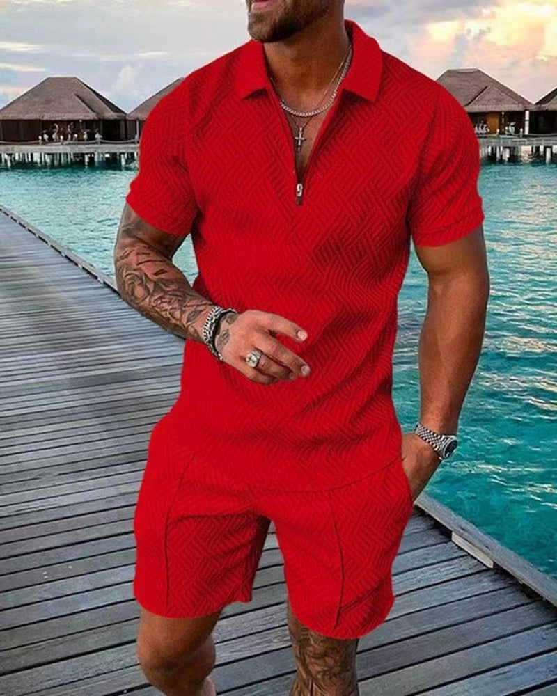 Casual Men's European And American Fashion Men's Polo Shirt Suit