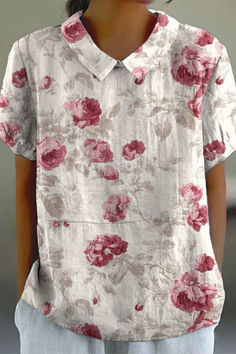 Retro Floral Cute Style Short Sleeve T-shirt