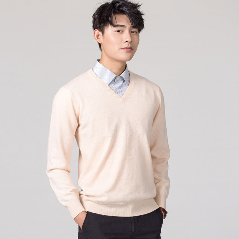 Men's Knitwear Woolen Leisure Pullover Loose Solid Color Sweater