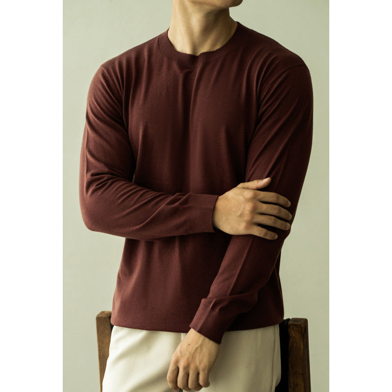 Wool Mulberry Silk 16-pin Import Machine Men's Knitted Long Sleeve