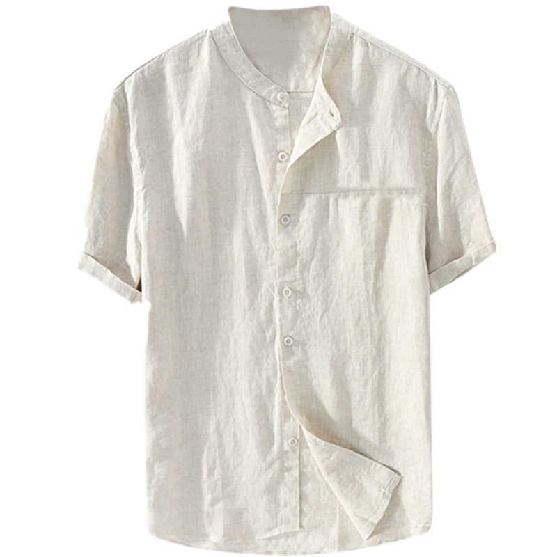 Men's Shirt New Short Sleeve Summer Stand Collar