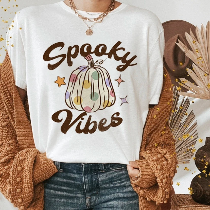 Halloween Funny Ghost Witch Pumpkin Print Casual Short Sleeve