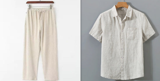 Pure Linen Shirt Men's Short Sleeve Summer