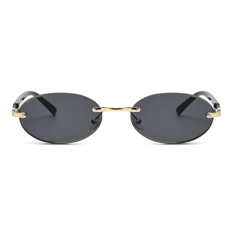 Trimming Oval Frame Sunglasses Frameless Hot Girl Sunglasses