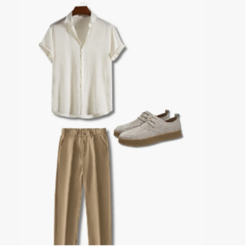 Simple Dark Checkered Short Sleeved Shirt For Men