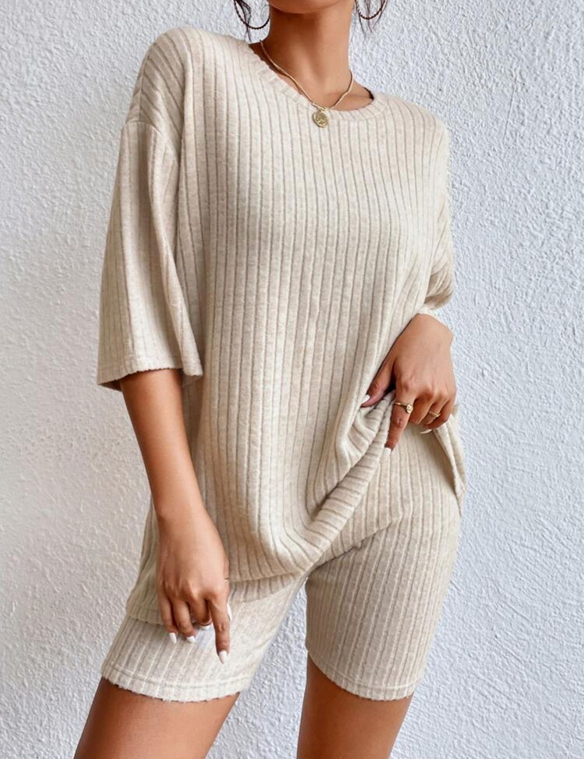 Fashion Casual Solid Color Shorts Suit
