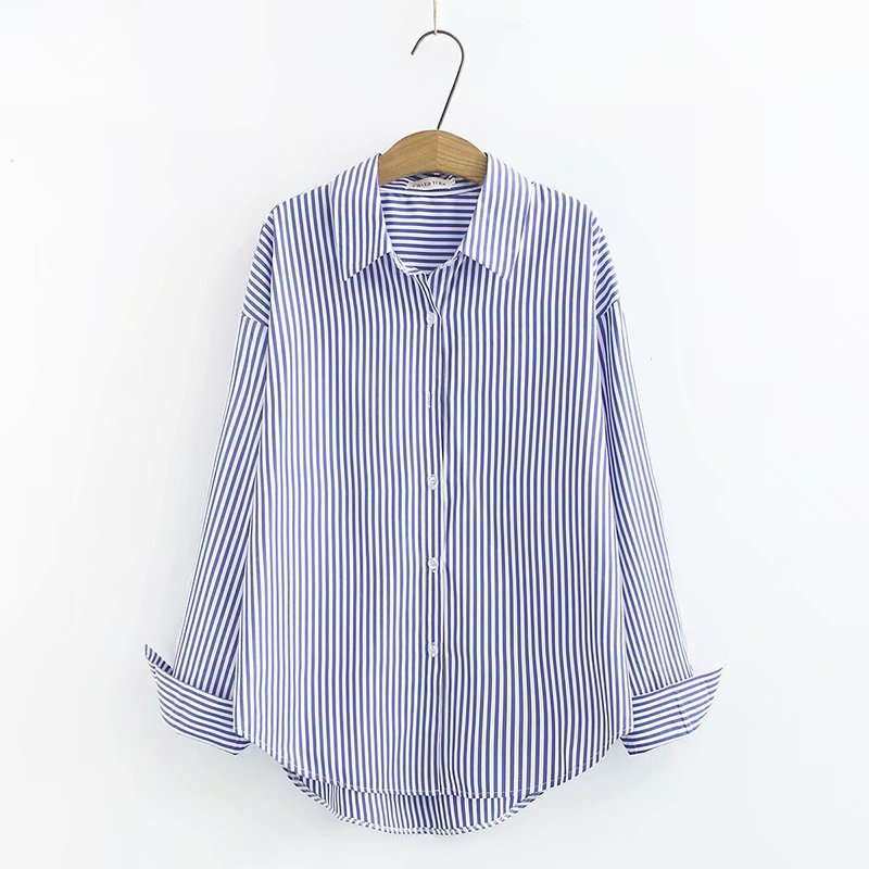 Ladies Loose Striped Long Sleeved Bottoming Shirt