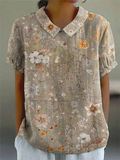 Retro Floral Cute Style Short Sleeve T-shirt