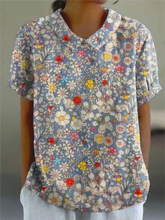 Retro Floral Cute Style Short Sleeve T-shirt