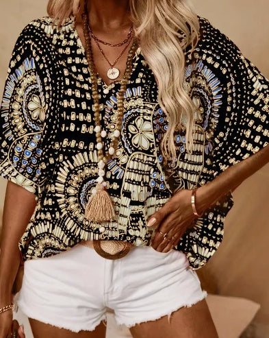 Vacation Style Batwing Sleeve Top