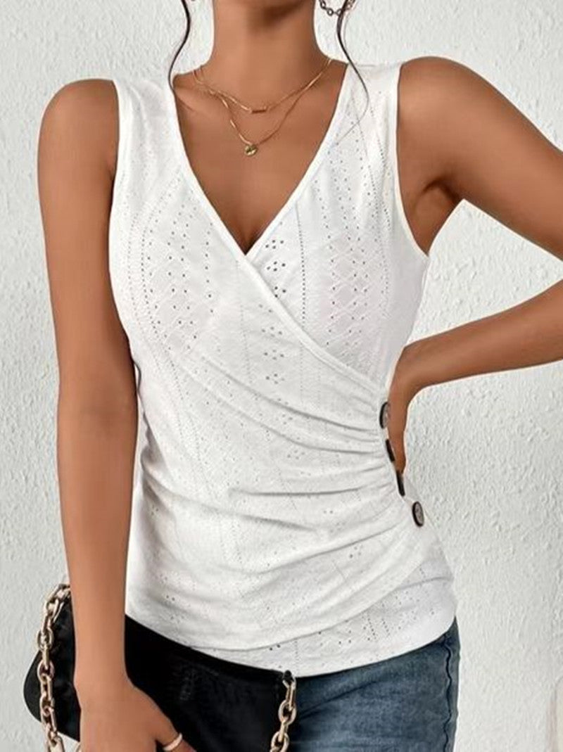 Women's Sexy Slim-fit Solid Color And V-neck Short-sleeved T-shirt