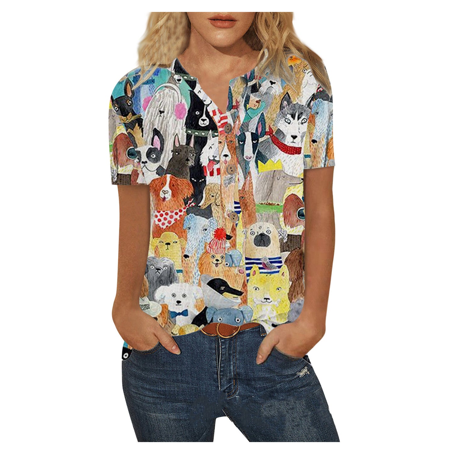 Printed Loose Casual Shirt Plus Size Women's Top