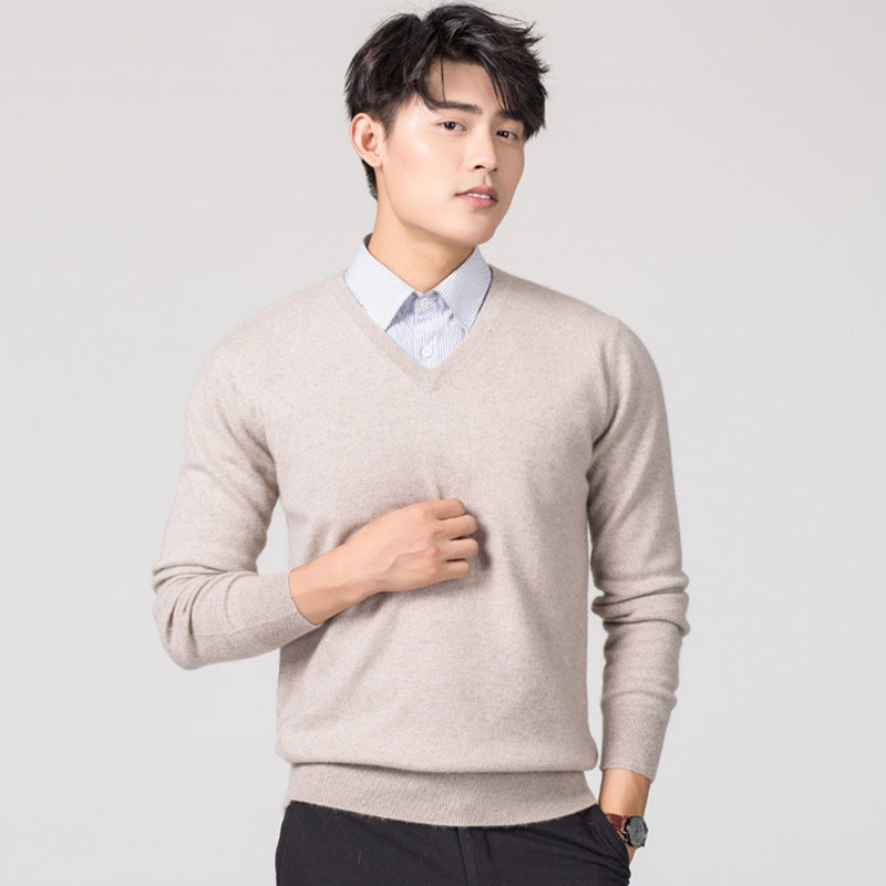 Men's Knitwear Woolen Leisure Pullover Loose Solid Color Sweater