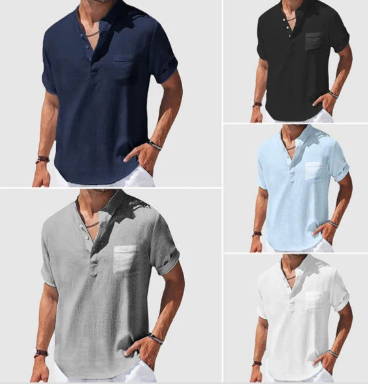 Loose Lapel Five-quarter Sleeve T-shirt