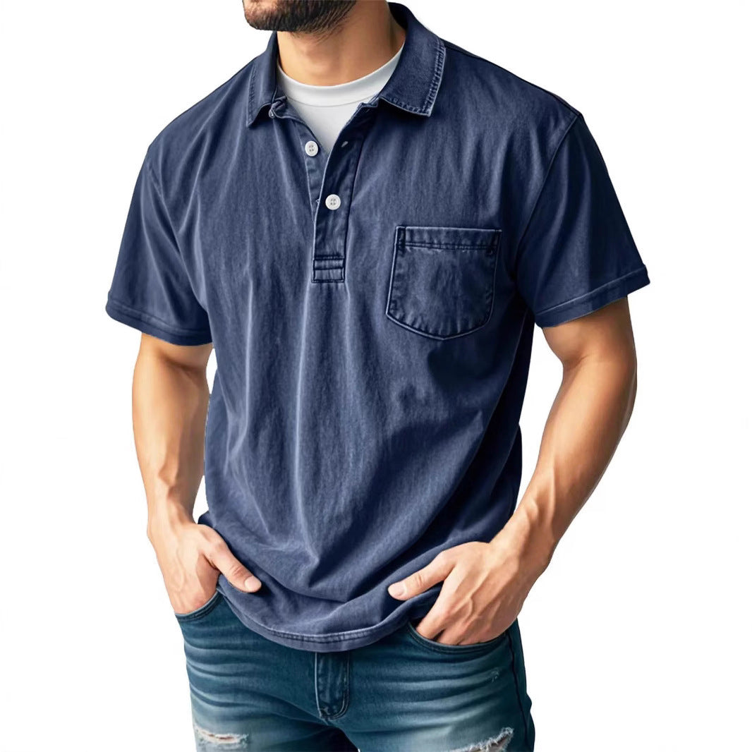 Men's Casual All-matching Short Sleeve Button Lapel Shirt Polo Shirt