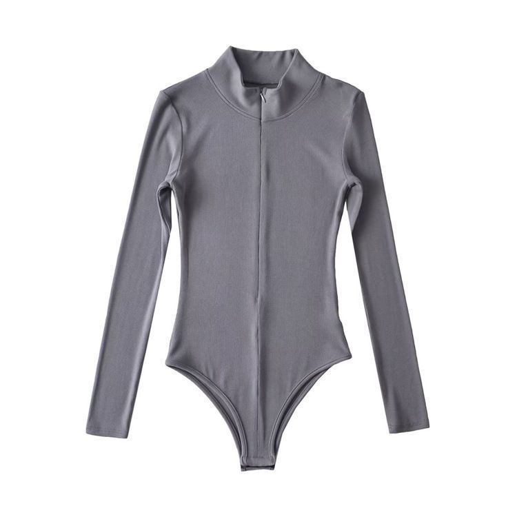 Women's Long-sleeved Zipper Cardigan Jumpsuit