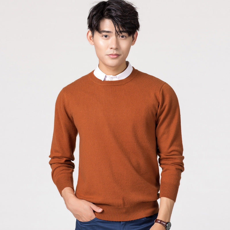 Men's Knitwear Woolen Leisure Pullover Loose Solid Color Sweater